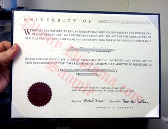 University of Canterbury (1) - Fake Diploma Sample from New Zealand